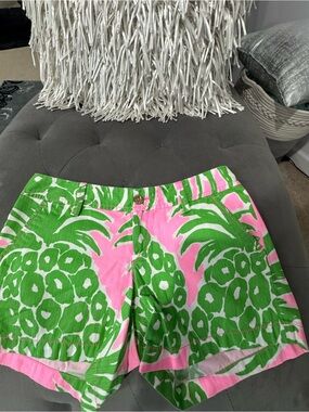 Lilly Pulitzer Pink & Green Pineapple Print Bermuda Shorts